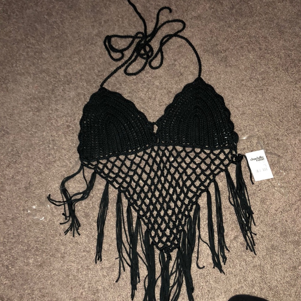 Black crochet summer top